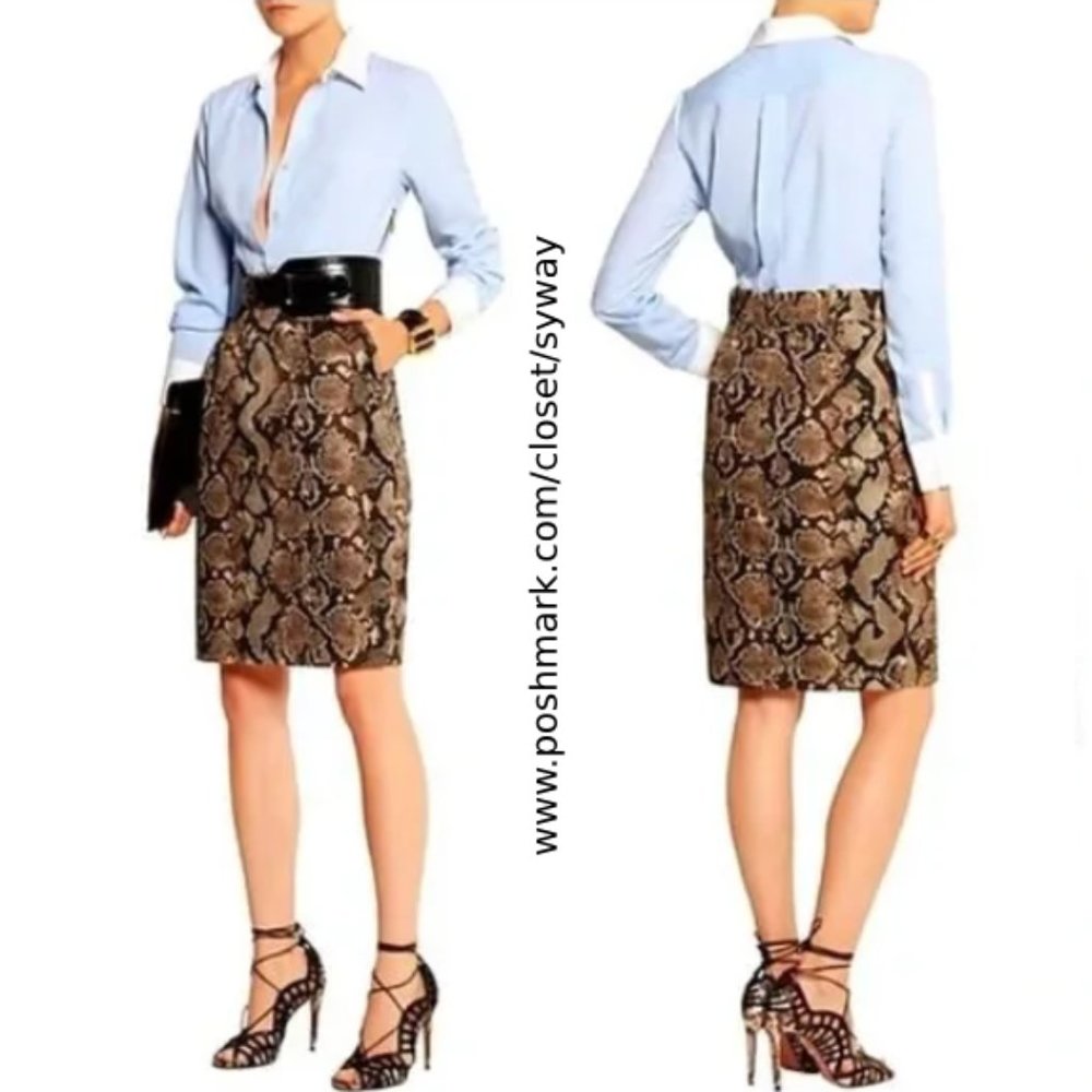 Altuzarra For Target Pinstriped Crepe De Chine & Python-Print Twill Shirt Dress